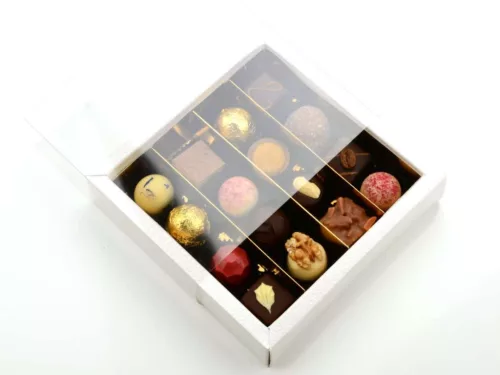 Cake-Masters bonbon doboz, fehér, 145x145 mm