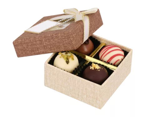 Cake-Masters bonbon doboz, barna, 4 db-os, 8×8 cm