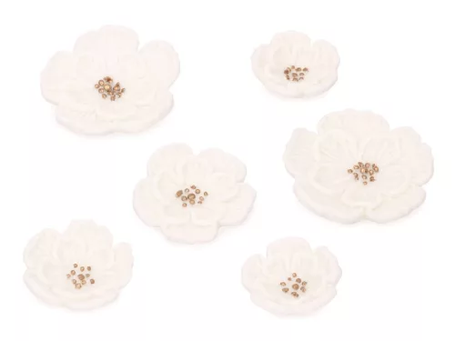 Cake-Masters cukordísz,különböző virág, fehér, 6 db