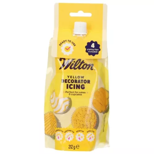 Wilton dekorációs íróka, SÁRGA, 212 g – 4 díszítőfej, kész használatra