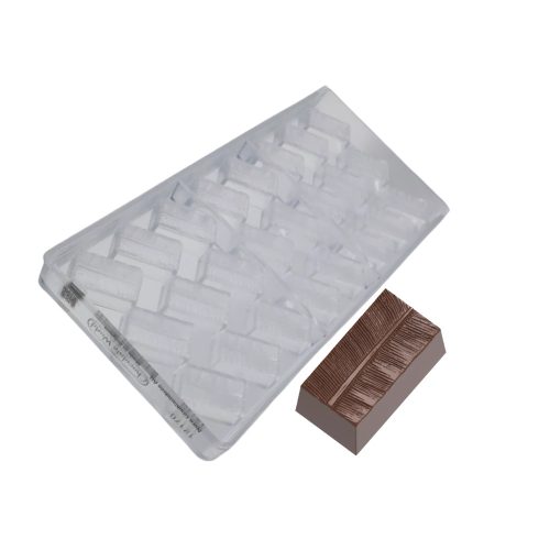 Chocolate World bonbon forma, polikarbonát, banánlevélmintás téglalap, 27,5x13,5cm