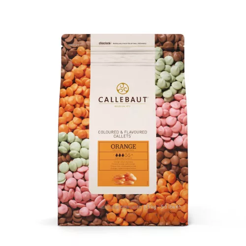 Callebaut Belga csokoládé pasztilla, narancs, narancs íz, 2,5kg
