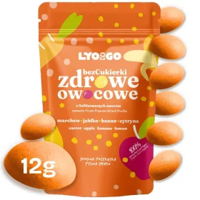LYO2GO cukormentes snack SUNNY MIX, 12 g — liofilizált gyümölcs- és zöldséggolyók