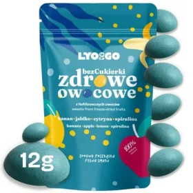 LYO2GO cukormentes snack VITAL MIX, 12 g — liofilizált gyümölcs- és zöldséggolyók