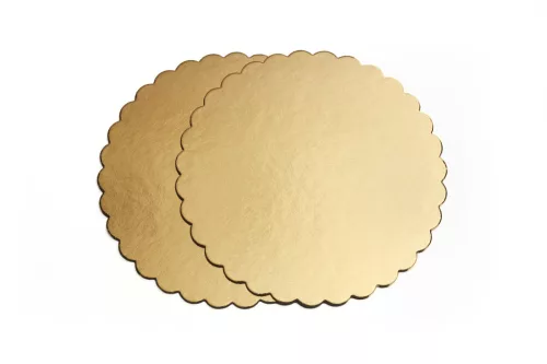 Prémium tortaalátét, hullámos, arany, 3mm, 24cm - doboz