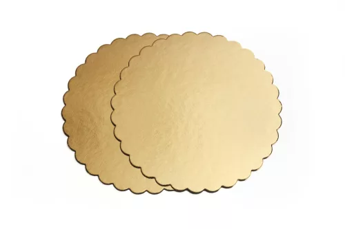 Prémium tortaalátét, hullámos, arany, 3mm, 18cm