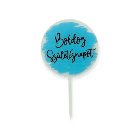   Tortadísz beszúró, Boldog Születésnapot, sziluett, akril, kék