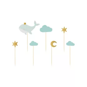 PartyDeco Cupcake tortabeszúró, bálna, 7db 