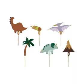 PartyDeco tortadísz beszúró, dinoszaurusz, 8-12 cm