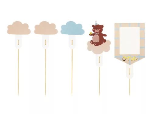 PartyDeco tortadísz beszúró, Teddy maci, 12-14 cm