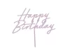 PartyDeco tortadísz beszúró, akril, Happy Birthday, lila, 16,5cm