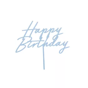   PartyDeco tortadísz beszúró, akril, Happy Birthday, kék, 16,5cm