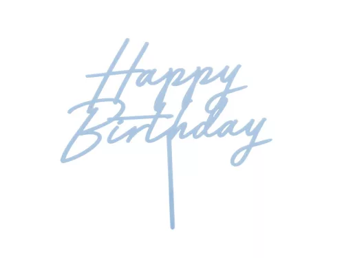 PartyDeco tortadísz beszúró, akril, Happy Birthday, kék, 16,5cm