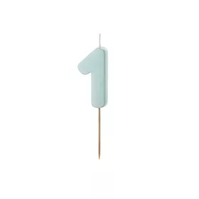 PartyDeco számgyertya, világoskék, 5,5 cm, 1
