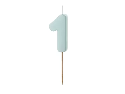 PartyDeco számgyertya, világoskék, 5,5 cm, 1