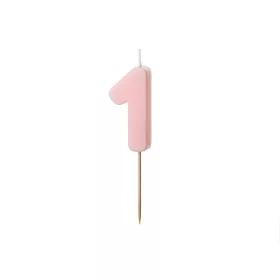 PartyDeco számgyertya, világos rózsaszín, 5,5 cm, 1