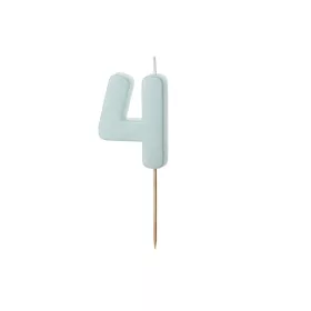 PartyDeco számgyertya, világoskék, 5,5 cm, 4