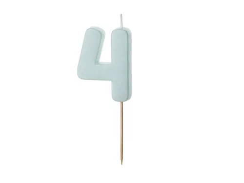 PartyDeco számgyertya, világoskék, 5,5 cm, 4