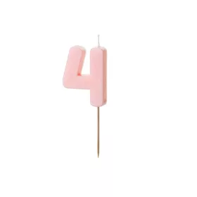 PartyDeco számgyertya, világos rózsaszín, 5,5 cm, 4