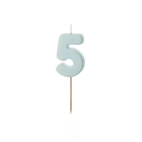 PartyDeco számgyertya, világoskék, 5,5 cm, 5