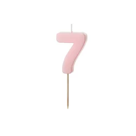 PartyDeco számgyertya, világos rózsaszín, 5,5 cm, 7