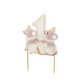 PartyDeco számgyertya, 1-es, egérke minta, 7,5 cm