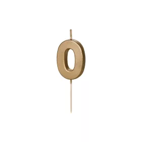 PartyDeco számgyertya, arany, 4,5 cm, 0