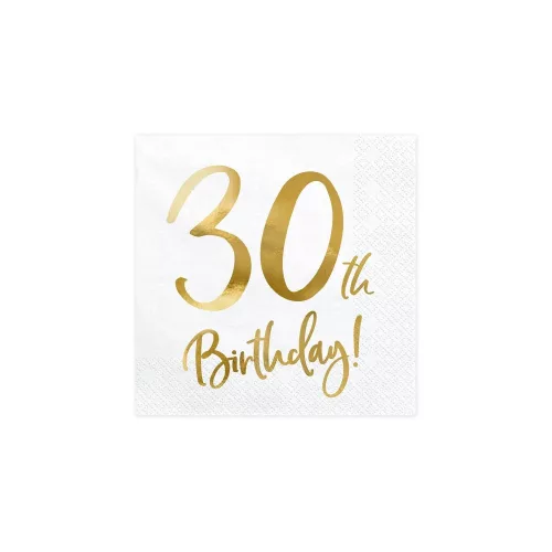 PartyDeco születésnapi szalvéta, 30, 33×33 cm, 20 db