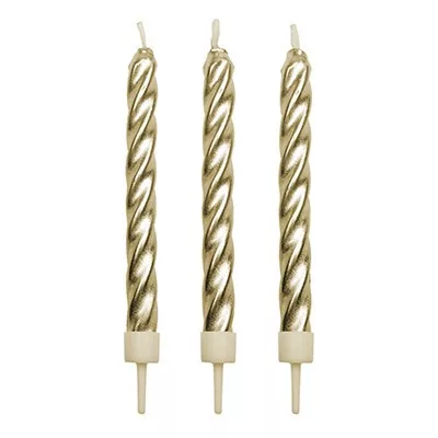 PME csavart gyertya, 6,2 cm, arany, 10 db