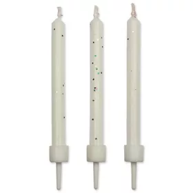 PME gyertya, 6,2 cm, fehér csillámos, 10 db