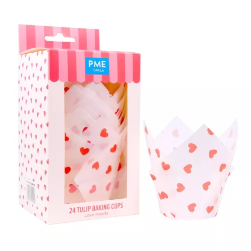 PME tulipános muffin papír, szív mintás, 24 db
