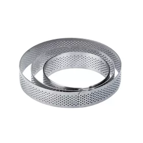   PAVONI TART RING, kerek perforált tart forma, rozsdamentes acél, 9 cm