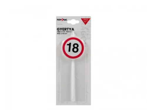 Kerek számgyertya 18-as, 14 cm