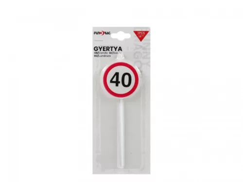 Kerek számgyertya 40-es, 14 cm