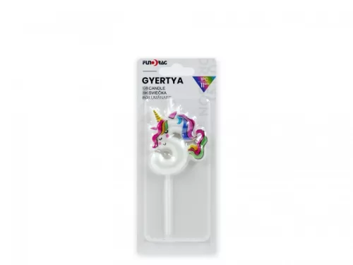 Unikornis számgyertya 5-ös, 11 cm