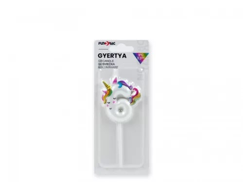 Unikornis számgyertya 6-os, 11 cm