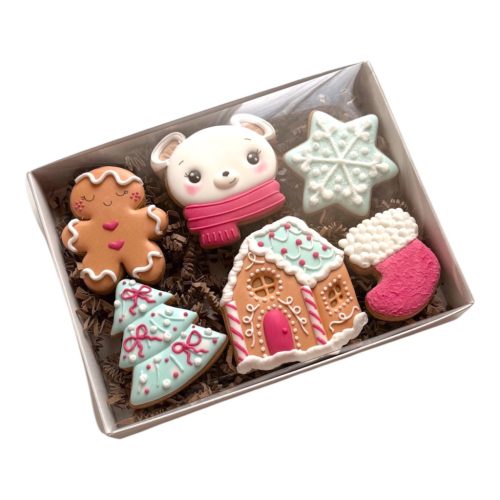 Mézeskalács doboz, áttetsző tetővel, fehér, 200×150×36 mm