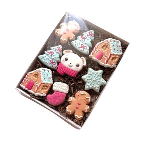 Mézeskalács doboz, áttetsző tetővel, fehér, 250×190×30 mm