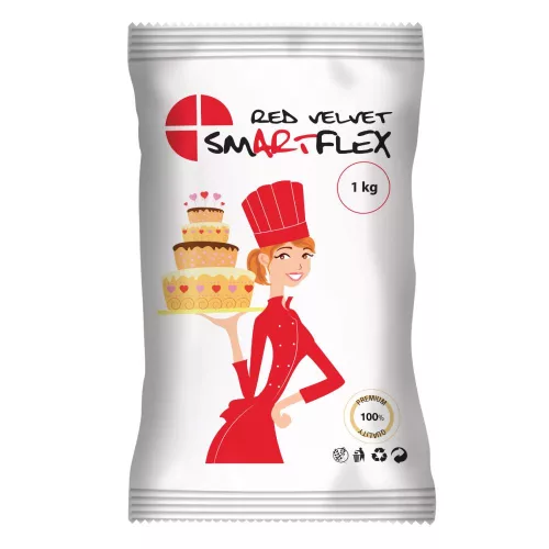Smartflex fondant massza (tortaburkoló), PIROS, vanília, 1kg