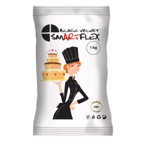 Smartflex Velvet fondant massza, vanília, FEKETE, 1kg