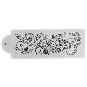   Torta stencil, lián virágmotívumokkal, műanyag, 34,5×12 cm