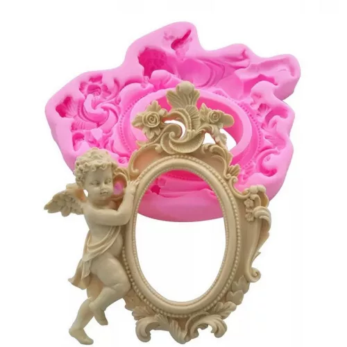 Angyalka kerettel fondant forma, szilikon, 18.8×15.3cm