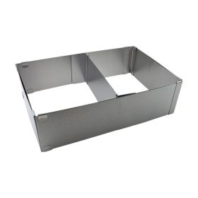 Állítható tortakeret, fém, téglalap; 8 cm magas