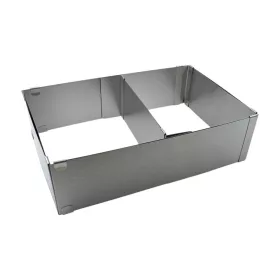 Állítható tortakeret, fém, téglalap; 8 cm magas