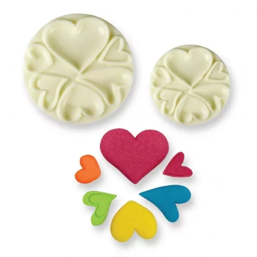 Műanyag szív fondant kiszúró szett, 2 db-os