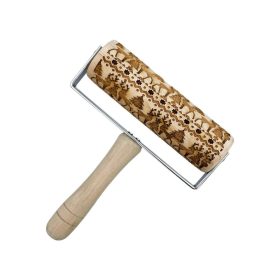   Nyeles nyújtófa, rénszarvas és karácsonyfa, fa, 15×18 cm