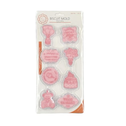 Kiszúró szett nyomdával, műanyag, Születésnap, 8db