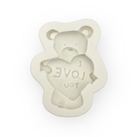   Maci szívvel "I love you" felirattal fondant forma, szilikon, 7,3×6 cm