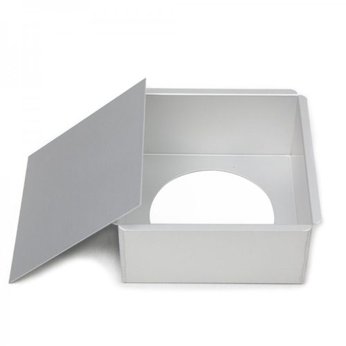 Kivehető aljú négyzet tortaforma, aluminium, 20×20 cm