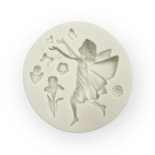 Tündér fondant forma virágokkal, szilikon, 8,5 cm
